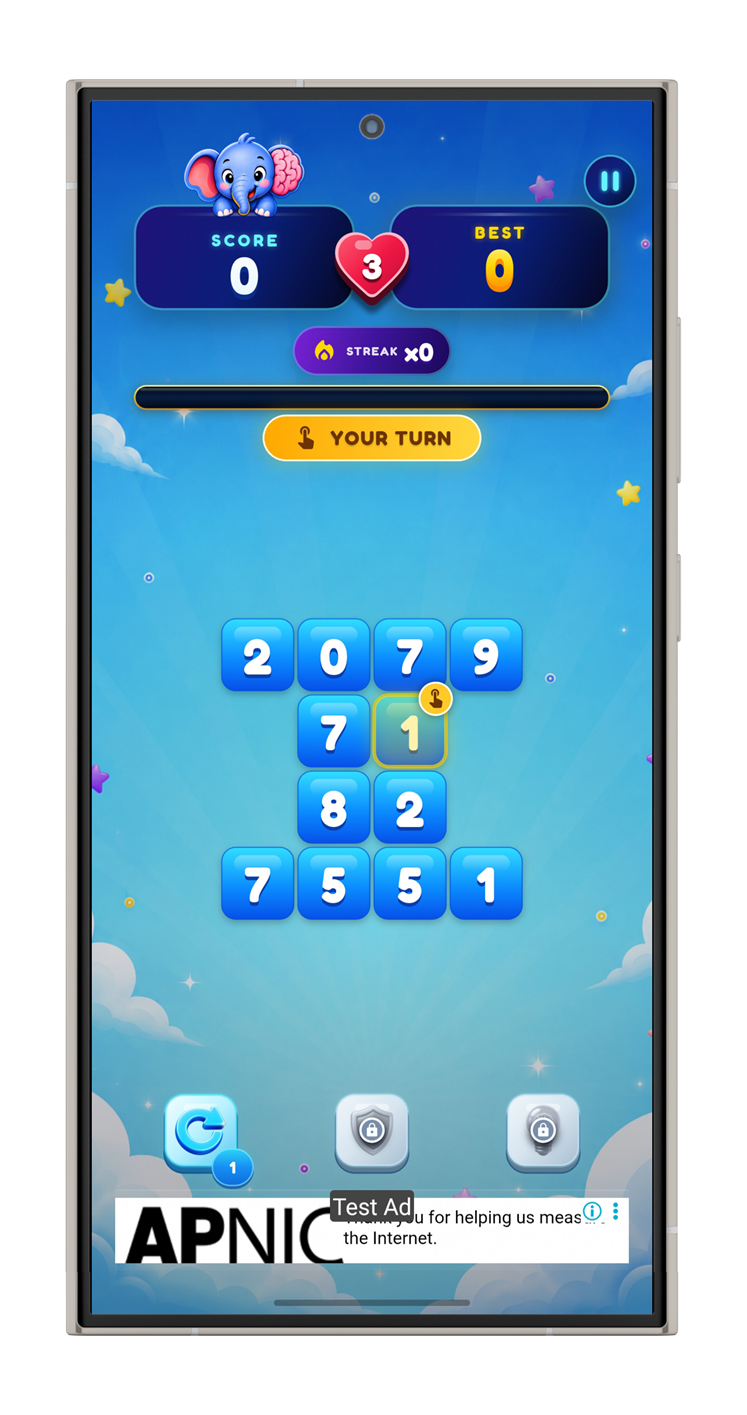 Brain Click active number sequence gameplay