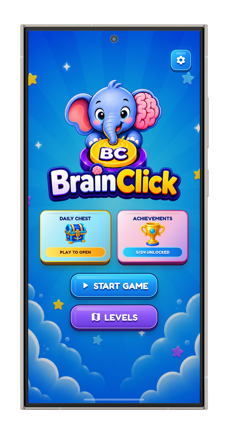 Brain Click home screen on a mobile device
